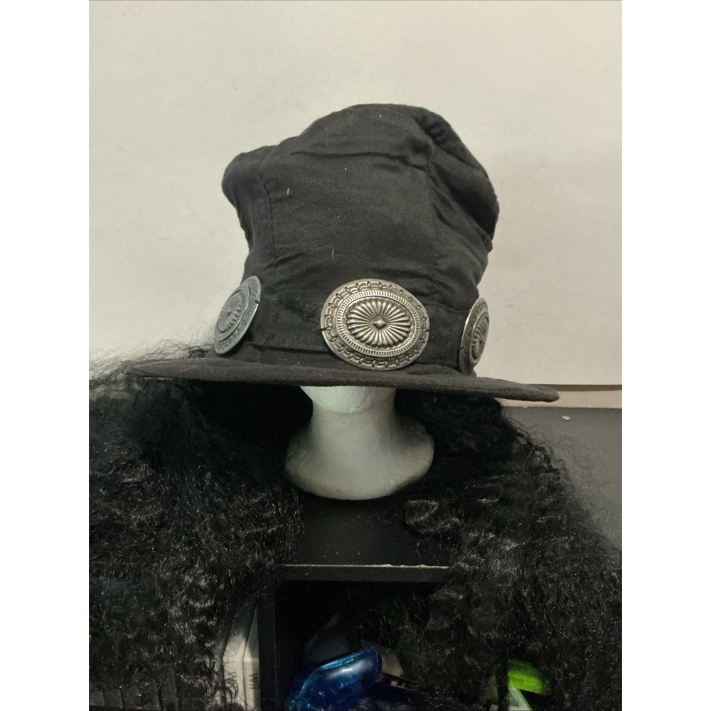 Elope Rock Star Costume Hat with Hair Black Slash Top Hat Halloween Dress Up